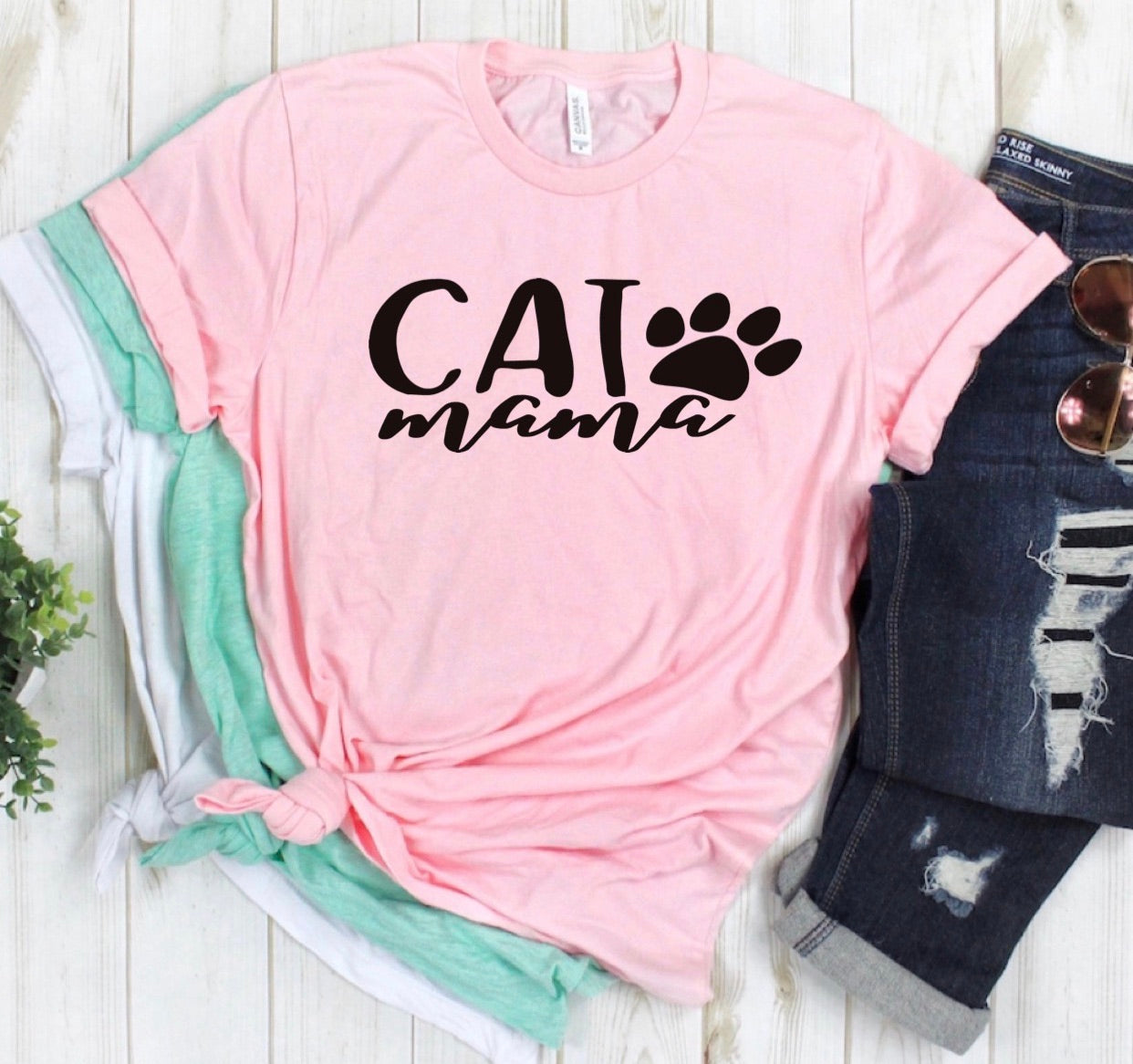 Cat Mom Tee - 12 Color Options